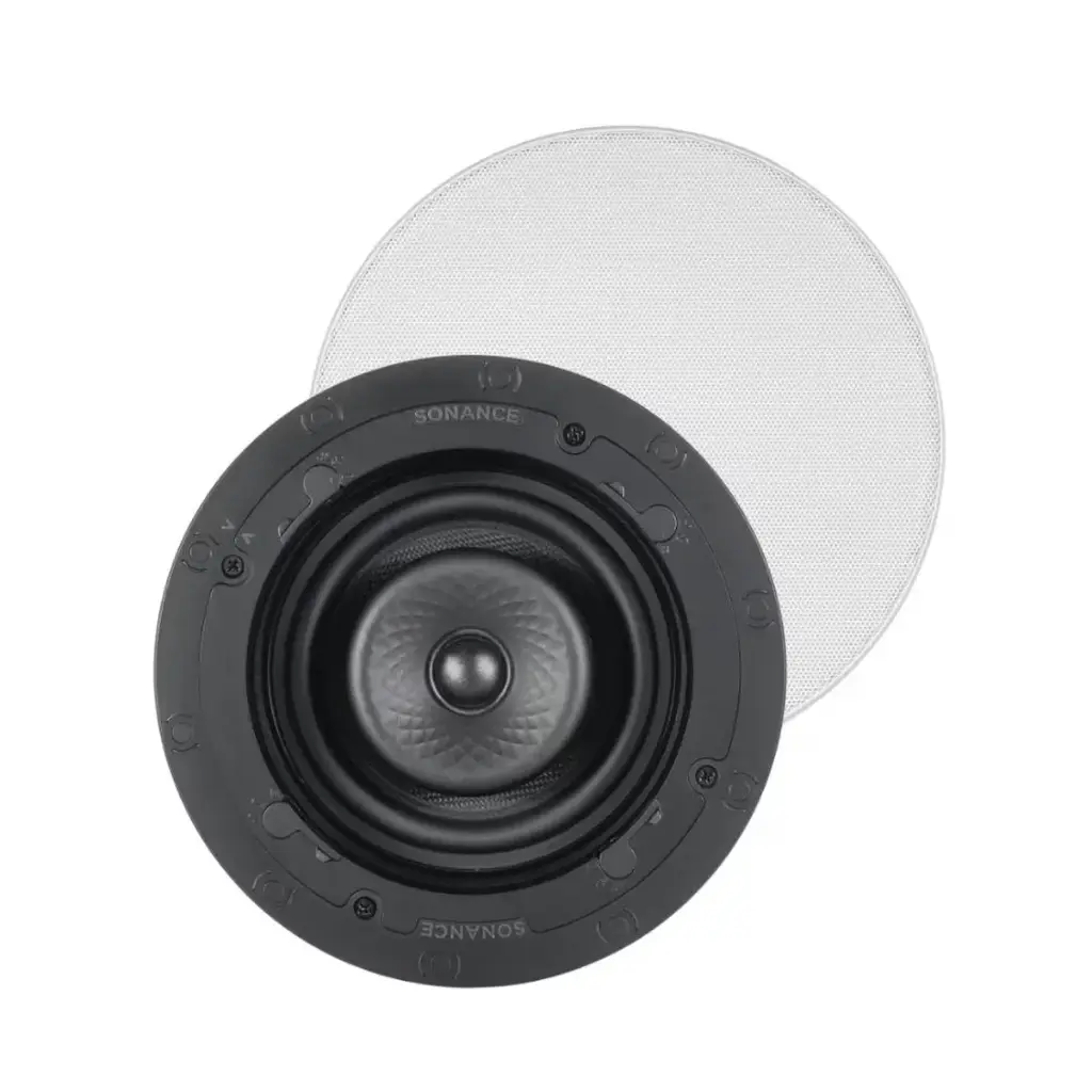 Sonance 6" Round Single Stereo Speaker With White Micro Trim Grille: EACH