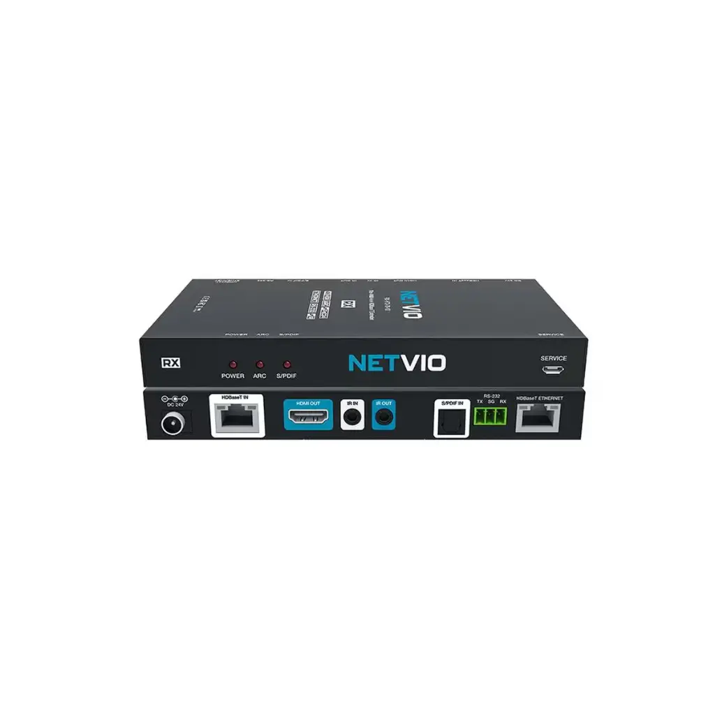 Netvio HDBaseT PoC Receiver with Ethernet, ARC, 2Way IR and RS-232 Supporting 4K/60 HDR and 1080p