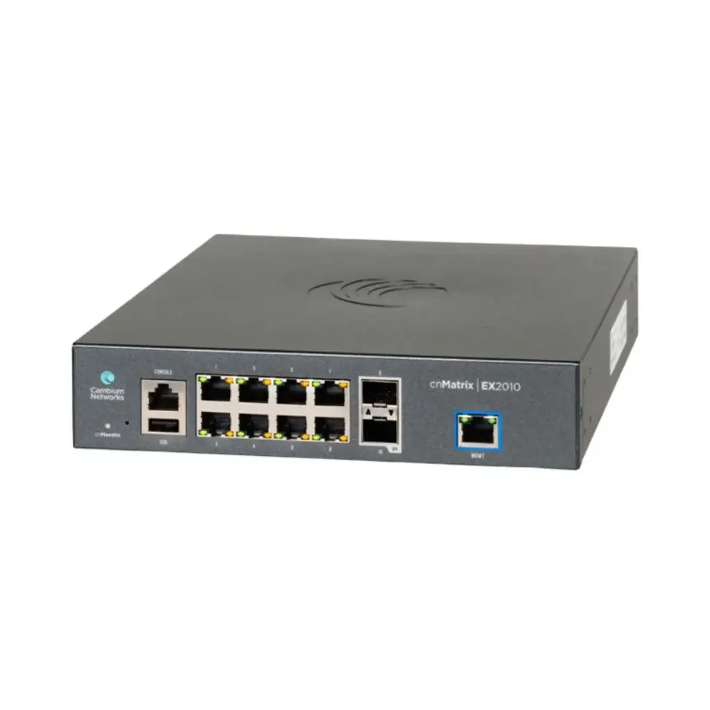 Cambium cnMatrix EX2010 8-port Non PoE 1GB L2 Switch, 2 x SFP, 20 Gb throughput