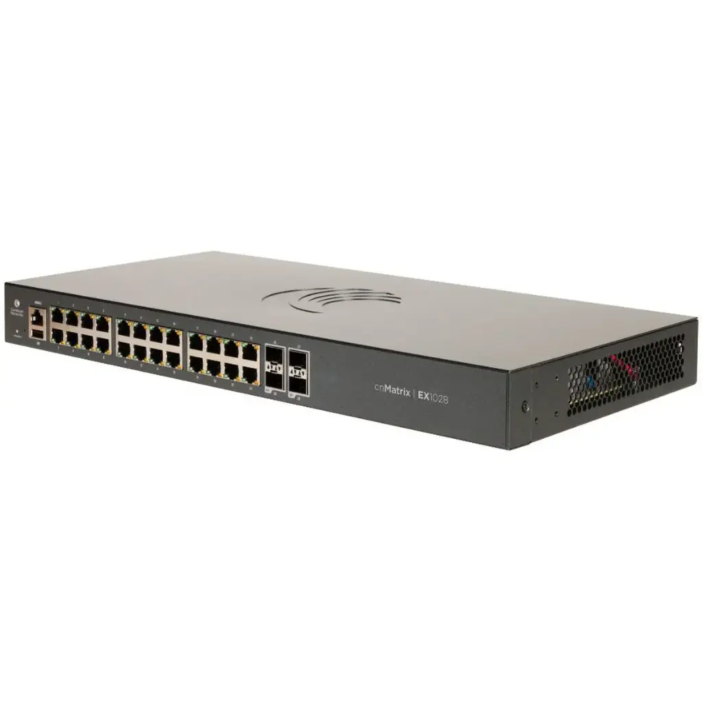 Cambium cnMatrix EX1028 24-port Non-PoE 1GB L2 switch, 4x 1G SFP, 56 Gbps throughput