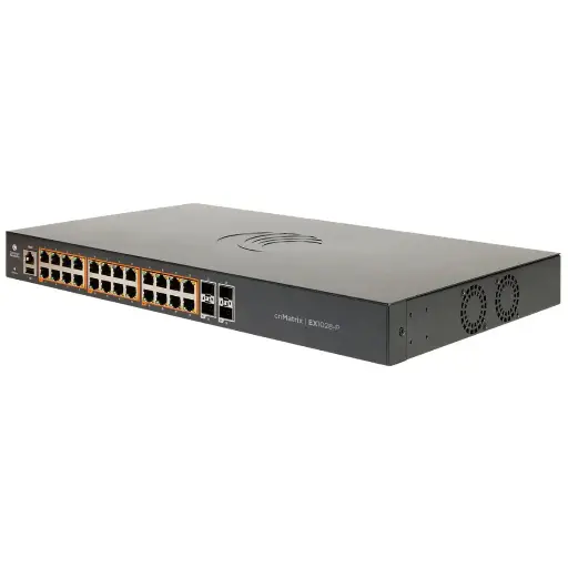 [CAM-EX1028P] Cambium cnMatrix EX1028P 24-port PoE+ 1GB L2 switch, 4x 1G SFP, 200W PoE budget, 56 Gbps throughput