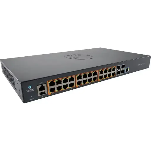 [CAM-EX2028P] Cambium cnMatrix EX2028P 24-port PoE+ L2 GbE managed switch, 4x SFP+ (10GbE) uplinks, 400W PoE budget, 1U